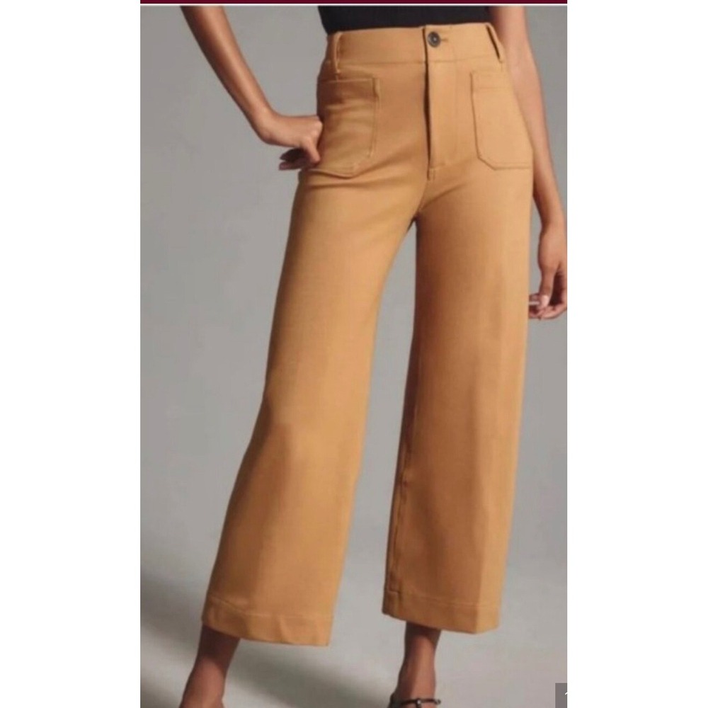 Maeve The Colette Wide Leg Pants Camel Tan High Rise Cropped Utility 28